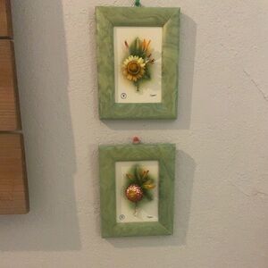 Two Framed Capodimonte Porcelain Flowers